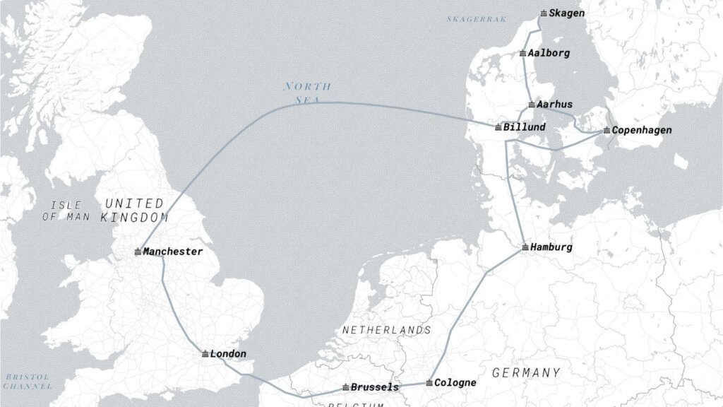 A visual map of where josh visited on his European trip
